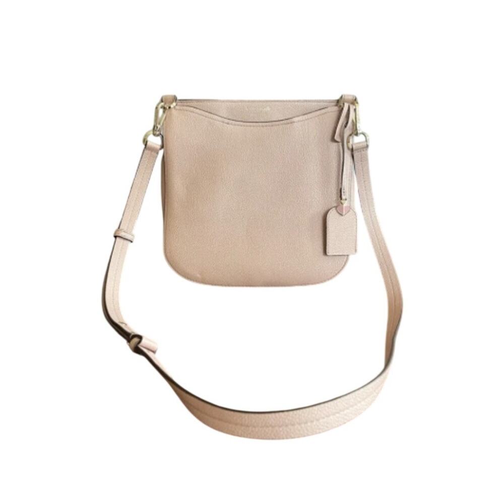 Kate Spade Large Margaux Crossbody in pale pink pebbled leather.